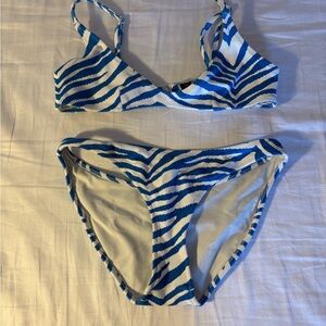 Triangl Swimwear Blue and White Patterned Bikini
